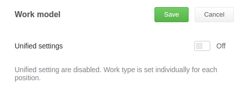 Work model unified settings disabled
