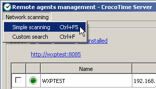 Remote agent management network scanning