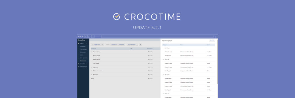 Обновление CrocoTime 5.2.1. Изменения и нововведения